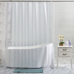 Neel Blue Peva Shower Curtains Transparent Shower Curtain Liner Mould & Mildew  With 12 Curtain Hook - thumbnail 1