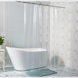 Neel Blue Peva Shower Curtains Transparent Shower Curtain Liner Mould & Mildew  With 12 Curtain Hook - thumbnail 2