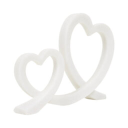 Deenz Double Intertwined Heart Ornament Polyresin & Stone Powder Graceful Decorative Accent Neutral Elegant Sculpture 28X21X7 Cm - thumbnail 4
