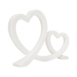 Deenz Double Intertwined Heart Ornament Polyresin & Stone Powder Graceful Decorative Accent Neutral Elegant Sculpture 28X21X7 Cm - thumbnail 2