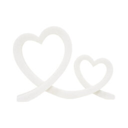 Deenz Double Intertwined Heart Ornament Polyresin & Stone Powder Graceful Decorative Accent Neutral Elegant Sculpture 28X21X7 Cm