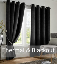 Luxury Living Velvet Blackout Ring Top Curtains Black - thumbnail 2