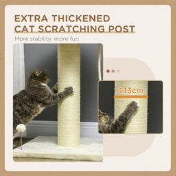 Pawhut 83Cm Cat Tree Tower With Scratching Post, Kitten Bed, Toy, Cream - thumbnail 7