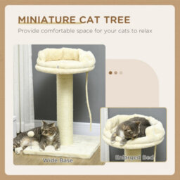 Pawhut 83Cm Cat Tree Tower With Scratching Post, Kitten Bed, Toy, Cream - thumbnail 4