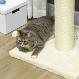Pawhut 83Cm Cat Tree Tower With Scratching Post, Kitten Bed, Toy, Cream - thumbnail 9