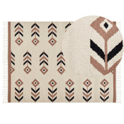 Beliani Rug Niavan Beige 140 X 200 Cm Cotton Kilim - thumbnail 1