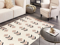 Beliani Rug Niavan Beige 140 X 200 Cm Cotton Kilim - thumbnail 2