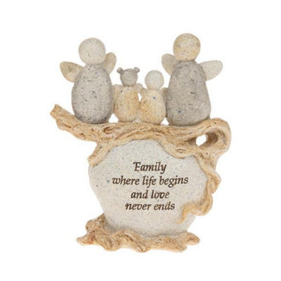 Pebble Art Angel Figurine - Family Of Four - image 1