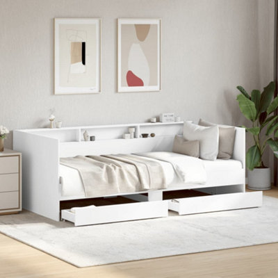 Berkfield Daybed With Drawers Without Mattress White 75X190 Cm Small Single - image 1