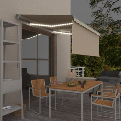 Berkfield Manual Retractable Awning With Blind&led 3X2.5M Cream - image 1