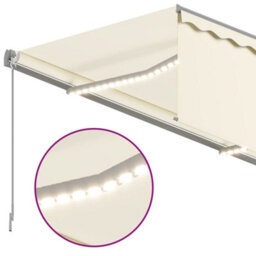 Berkfield Manual Retractable Awning With Blind&led 3X2.5M Cream - thumbnail 5