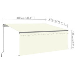 Berkfield Manual Retractable Awning With Blind&led 3X2.5M Cream - thumbnail 7