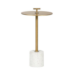Wyld Haus London Brass And White Marble Round Side Table - thumbnail 2