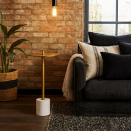 Wyld Haus London Brass And White Marble Round Side Table - thumbnail 1