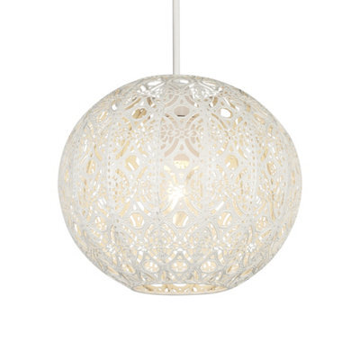 Lighting Collection Cream Fretwork Globe Shade - image 1