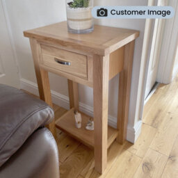 London Oak Telephone Table With Drawer - By Roseland Furniture - thumbnail 3