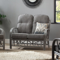 Desser Bali Grey 2 Seater Sofa & 2 Armchairs Indoor Real Cane Rattan Conservatory Sofa Set With Uk Manufactured Cushions In Slate - thumbnail 4