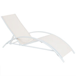 Beliani Sun Lounger Gaeta Reclining Metal Beige - thumbnail 1