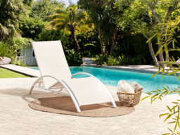 Beliani Sun Lounger Gaeta Reclining Metal Beige - thumbnail 2