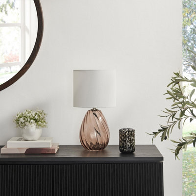 Furniturebox Uk Aurelia Brown Glass & White Table Lamp - image 1