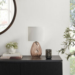 Furniturebox Uk Aurelia Brown Glass & White Table Lamp - thumbnail 1