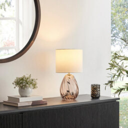 Furniturebox Uk Aurelia Brown Glass & White Table Lamp - thumbnail 2