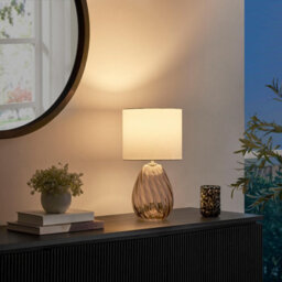 Furniturebox Uk Aurelia Brown Glass & White Table Lamp - thumbnail 3
