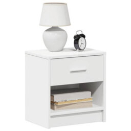 Berkfield Bedside Cabinet With Drawer White 39X28X41 Cm - thumbnail 1