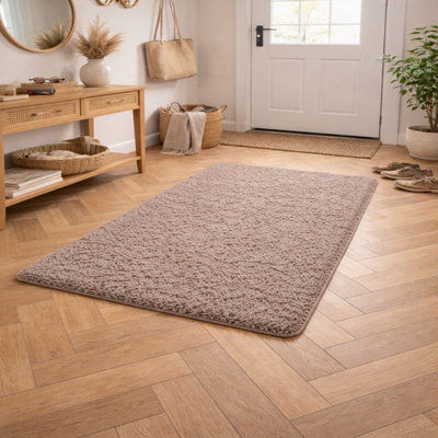 Uetian Light Beige Shaggy Rug Cozy Thick Pile Carpet For Bedroom Small Living Space (80X150 Cm) - image 1