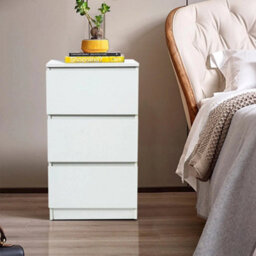 3 Drawer Bedside Storage Cabinet White Chest Of Drawers Side Table - thumbnail 5
