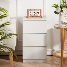 3 Drawer Bedside Storage Cabinet White Chest Of Drawers Side Table - thumbnail 4
