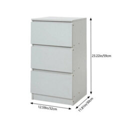 3 Drawer Bedside Storage Cabinet White Chest Of Drawers Side Table - thumbnail 2