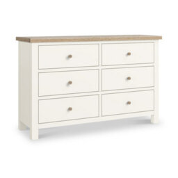 Farro Coconut White 6 Drawer Chest With Washed Oak Top - Fully Assembled By Roseland Furniture - thumbnail 4