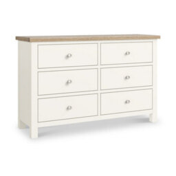 Farro Coconut White 6 Drawer Chest With Washed Oak Top - Fully Assembled By Roseland Furniture - thumbnail 1