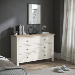 Farro Coconut White 6 Drawer Chest With Washed Oak Top - Fully Assembled By Roseland Furniture - thumbnail 5