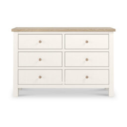 Farro Coconut White 6 Drawer Chest With Washed Oak Top - Fully Assembled By Roseland Furniture - thumbnail 6