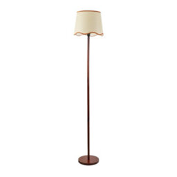 Valuelights Heather Dark Wood Single Stem Floor Lamp With Scallop Rust Trim Tapered Shade - thumbnail 2