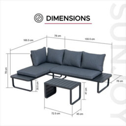 Sunjoy Outdoor Garden Corner Lounge Set 3-Piece Patio Furniture Set With Cushions - thumbnail 8