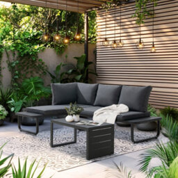 Sunjoy Outdoor Garden Corner Lounge Set 3-Piece Patio Furniture Set With Cushions - thumbnail 2