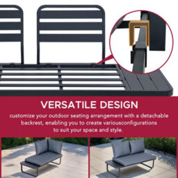 Sunjoy Outdoor Garden Corner Lounge Set 3-Piece Patio Furniture Set With Cushions - thumbnail 6