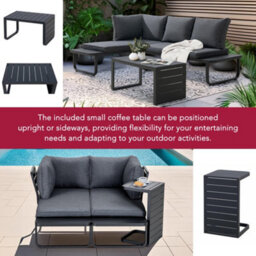 Sunjoy Outdoor Garden Corner Lounge Set 3-Piece Patio Furniture Set With Cushions - thumbnail 5