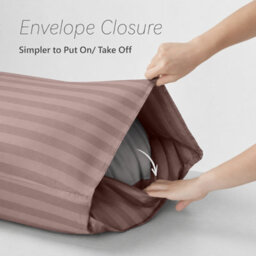 Moonlight Bedding Pillow Covers Set Of 10 - Satin Stripe Pattern Microfiber Pillowcases Envelope Closure Bed Pillow Cover(Peach) - thumbnail 4