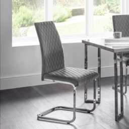 Oakham Montero Elegant Velvet Cantilever Dining Chairs - Grey - Set Of 4 - thumbnail 4