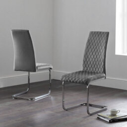 Oakham Montero Elegant Velvet Cantilever Dining Chairs - Grey - Set Of 4 - thumbnail 5