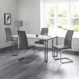 Oakham Montero Elegant Velvet Cantilever Dining Chairs - Grey - Set Of 4 - thumbnail 6