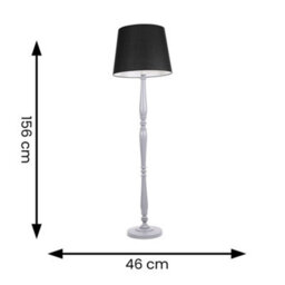 Valuelights Victoria Traditional Grey Wood Candlestick Floor Lamp With Black Tapered Shade - thumbnail 6