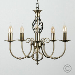 Valuelights Memphis Style Antique Brass Barley Twist 5 Way Ceiling Light Chandelier With 5 4W Ses E14 Led Cool White Bulb - thumbnail 4