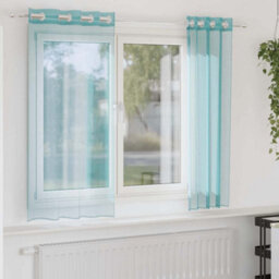 Berkfield Durable Voile Curtains With Grommets 2 Pcs Turquoise - thumbnail 2