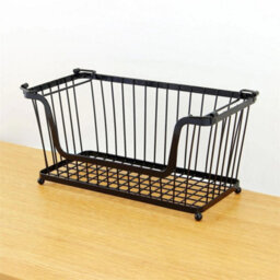 3 X Black Stackable Metal Wire Storage Basket Food Vegetable Kitchen Shelves - thumbnail 3