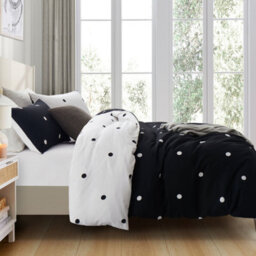 Ameha Printed Duvet Cover 3 Piece Set With Matching Pillowcase Black & White Dotted Design Reversible Super King (260 X 220 Cm) - thumbnail 7